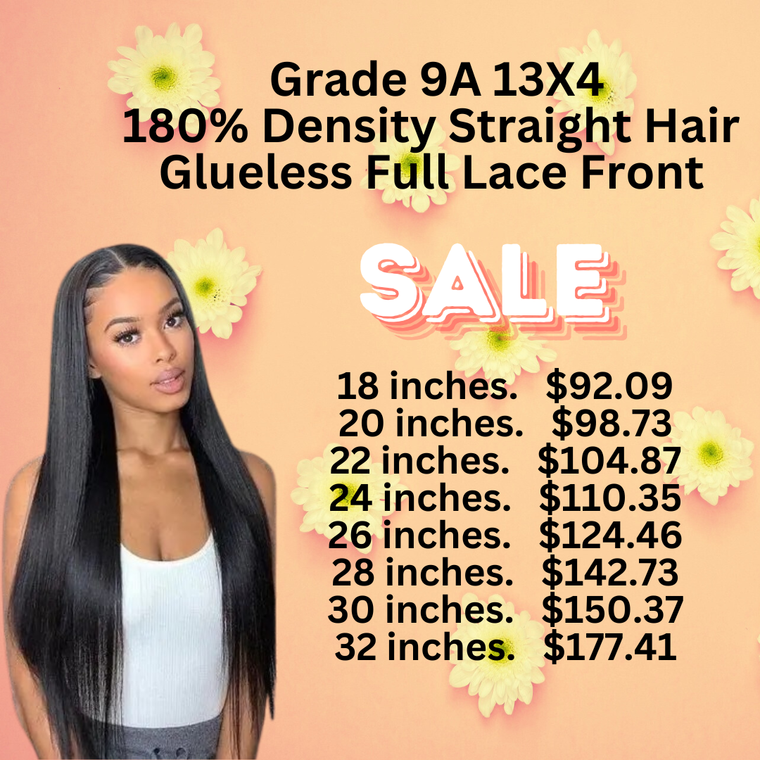 Premium Grade 9A 16-30 inch 13X4 Natural Black Straight Full Lace Front Wig Heavenly LuxHair