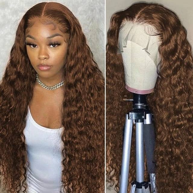 Premium Grade 12A Regular or Glueless 13X4 #4 Brown Water Wave Lace Front Wig Heavenly LuxHair