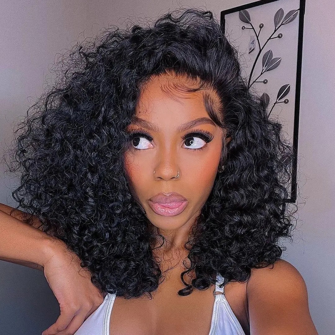 Silky Opulence Glueless Grade 11A Pre-Bleached, Pre-Cut 13X4 Natural Black Kinky Curl Full Lace Front Wig Heavenly LuxHair