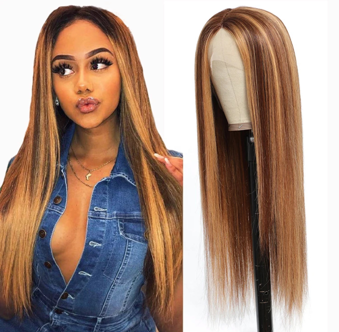 Silky Opulence Grade 11A P4/#27 Highlight Pre-Bleached, Pre-Cut Glued or Glueless 13X4 Straight Hair Lace Front Wig Heavenly LuxHair