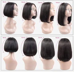 Silky Opulence Glued or Glueless Pre-Bleached, Pre-Cut 13X4 180% Density Natural Color Short Bob Lace Frontal Wig Heavenly LuxHair