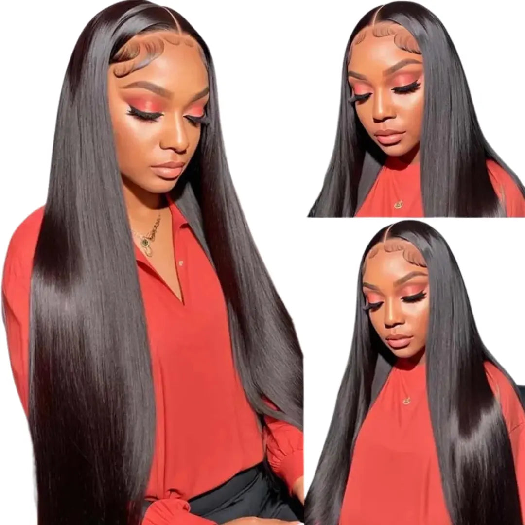 Luxury Grade 12A Regular or Glueless 13X4 Natural Black Straight Hair Lace Front Wig My Store