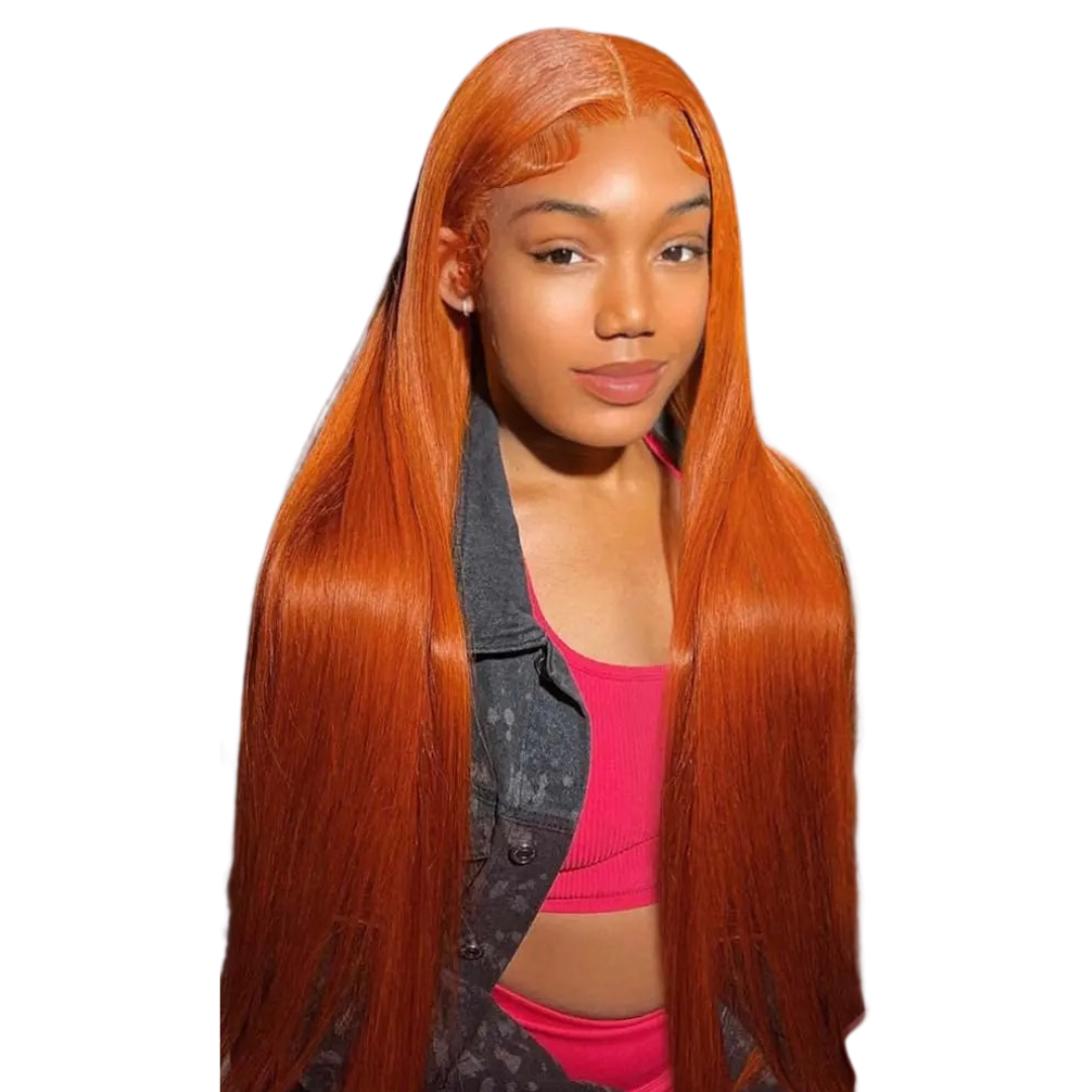 Premium Grade 12A 13X4 #350 Orange 150%, 180% or 210% Density Straight Hair Full Lace Front Wig Heavenly LuxHair