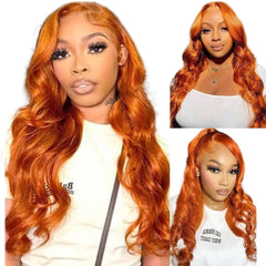 Premium Grade 12A Regular or Glueless Pre-Bleached #350 Ginger Orange Body Wave Lace Closure (5X5) or Front (13X4) Wig Heavenly LuxHair