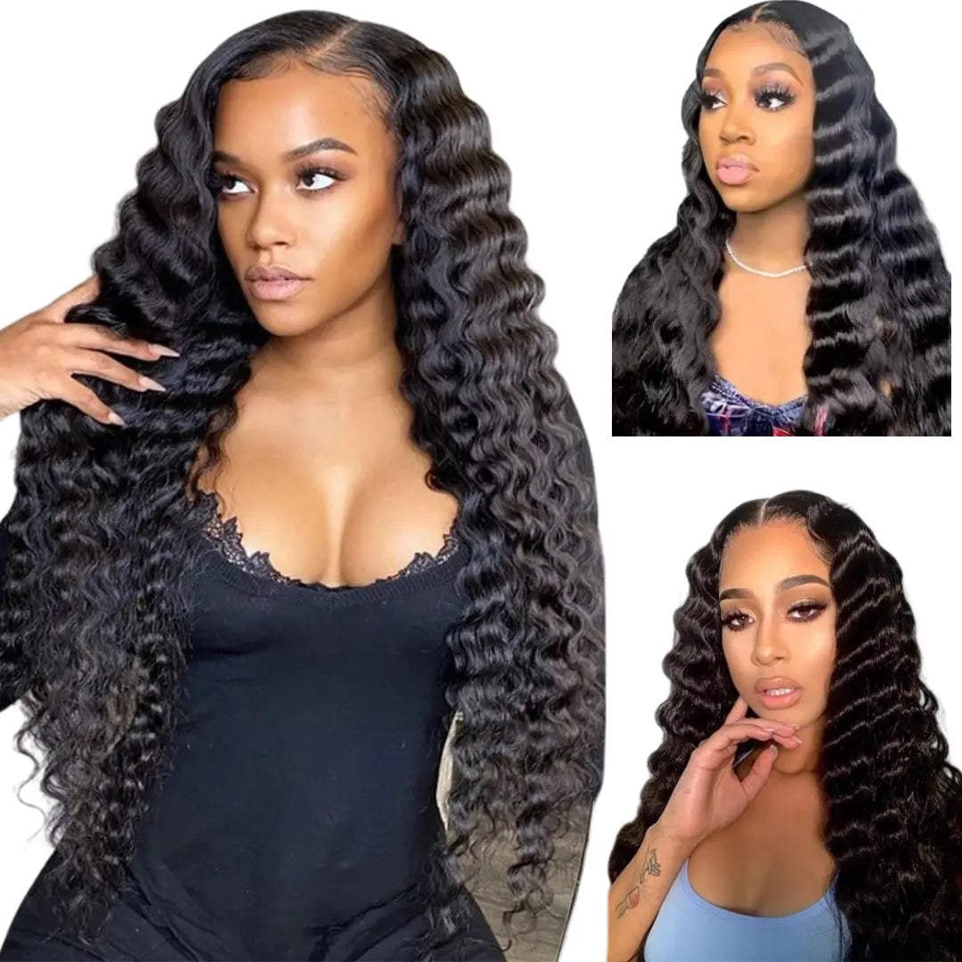 Premium Grade 12A 13X4 Natural Black Deep Wave Hair Wig My Store