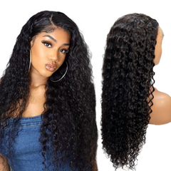 Premium Grade 12A Regular or Glueless 13X4 Natural Black Water Wave Lace Front Wig Heavenly LuxHair