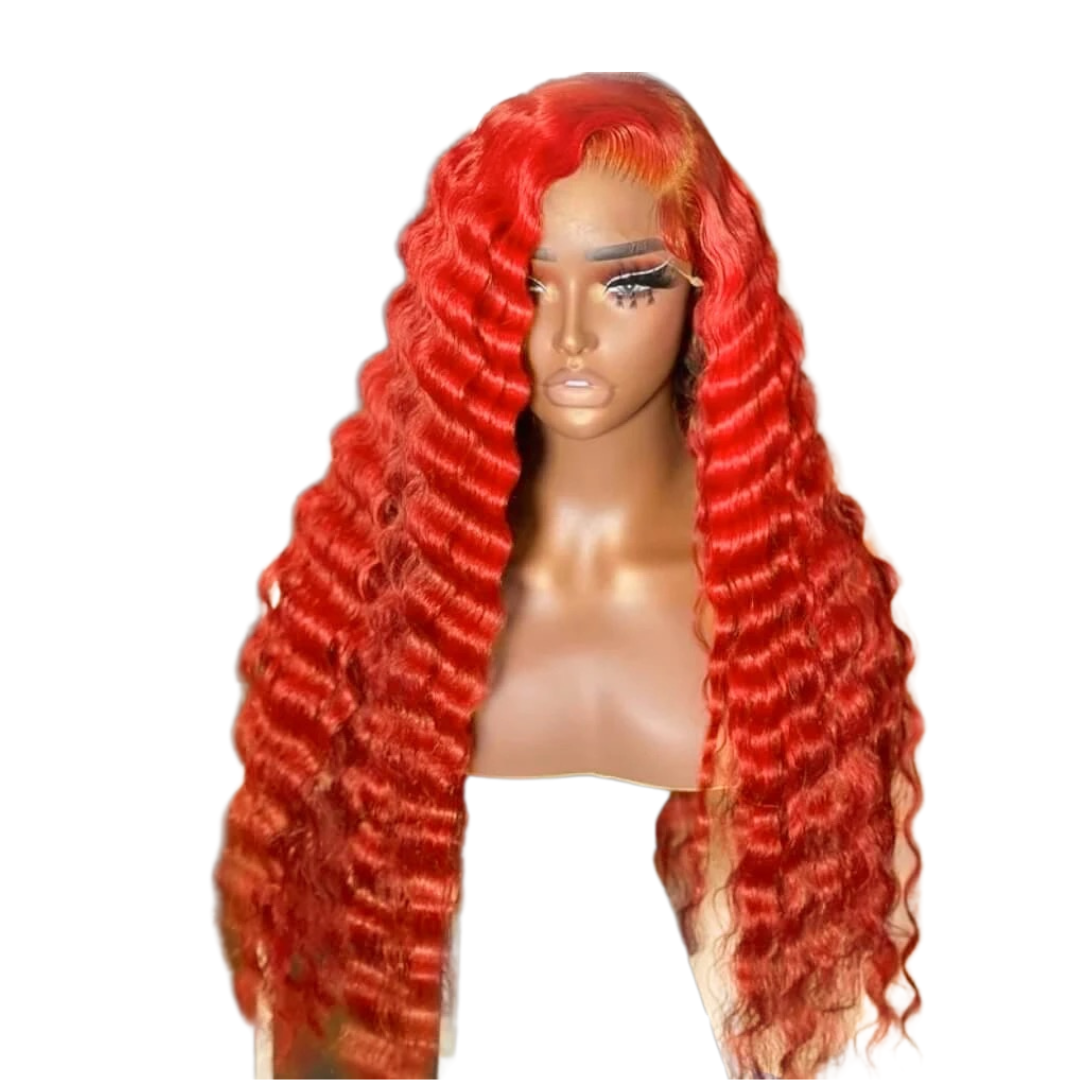 Premium Grade 10A 16-30 inch 13X4 #350 Ginger Orange Deep Wave Hair Lace Front Wig Heavenly LuxHair