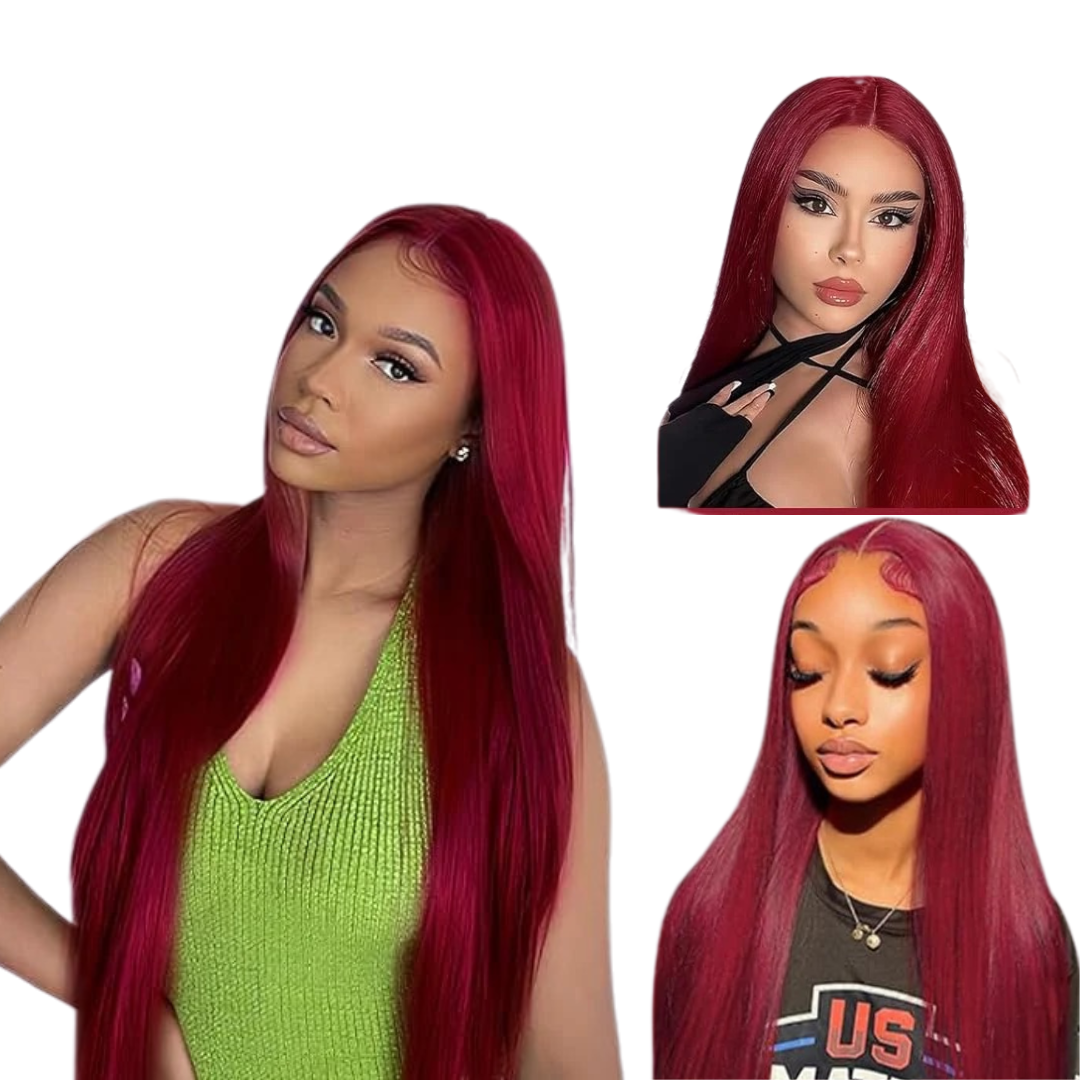 Premium Grade 10A 16-30 inch 13X4 #99J Burgundy Straight Hair Full Lace Front Wig Heavenly LuxHair